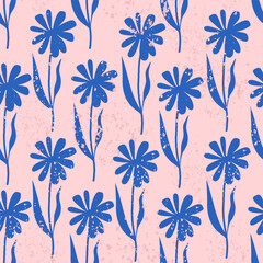 blue flower pattern. seamless pattern with beautiful flowers. blue flowers on a pink background.