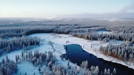 Arctic Serenity: Aerial Glimpse of a Winter Wonderland. Generative AI