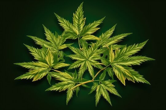 Human-enhanced medical legal marijuana made from dark cannabis leaves. (Generative AI)