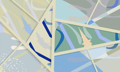 Abstract collage asymmetric pattern. Digital freehand art, grunge texture. Vector patchwork quilt background. Decorative elements, brush strokes ornament for flyer, poster, cover, textile fabric print