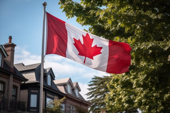 canadian flag in the wind