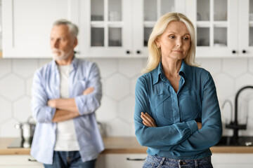 Obraz premium Marriage Crisis. Senior Spouses Offended To Each Other After Argue At Home