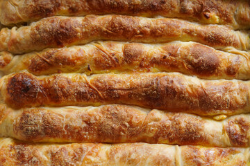 close up of cooked hand made dough with filling
