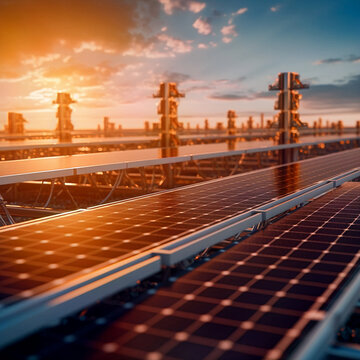 Solar panels at sunset © The Gentleman