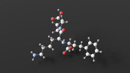 lisinopril molecule, molecular structure, prinivil, ball and stick 3d model, structural chemical formula with colored atoms