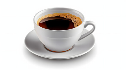 White cup of coffee isolated, hot black americano