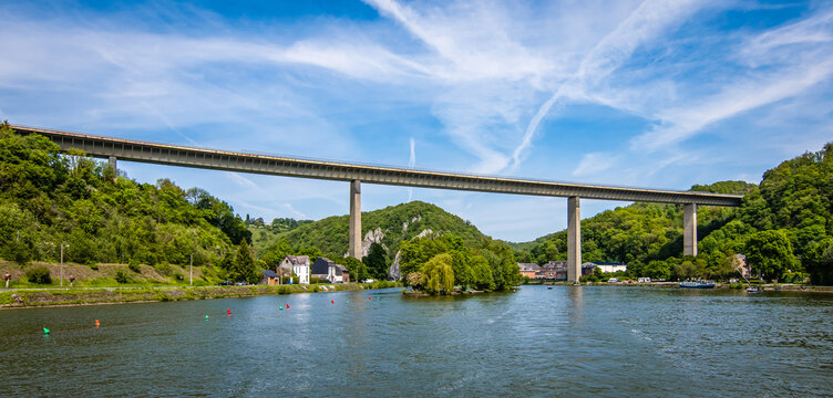 Charlemagne viaduct over Meuse River in Dinant, Belgium.