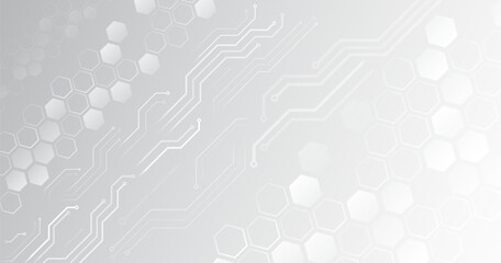 Fototapeta premium Geometric background from hexagonal objects, lines and shadows. Polygonal abstract composition. Gray molecular background for the presentation of health, medical or technical topics.