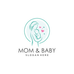 Mom & baby logo design illustration with modern creative idea