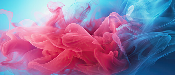 abstract smoky background in blue and red, generative ai illustration