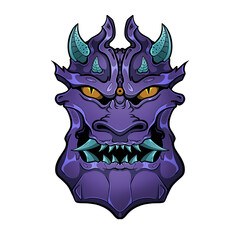 Hannya purple japan demon mask cartoon syle