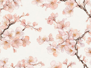 Obraz na płótnie Canvas Photo a seamless pattern with cherry blossoms and a pink background 