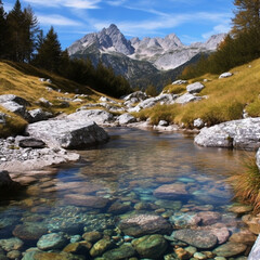 Fototapeta premium river in the mountains created with Generative AI