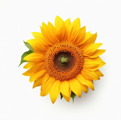 Sonnenblume auf weißem Hintergrund, Ansicht von oben