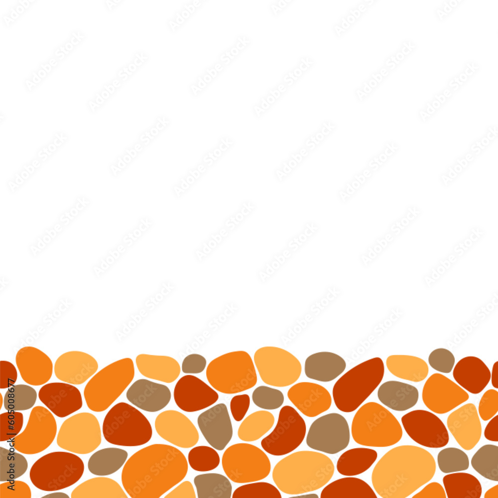 Poster cobblestone paving seamless pattern vector illustration. pebble repeated border frame background. br