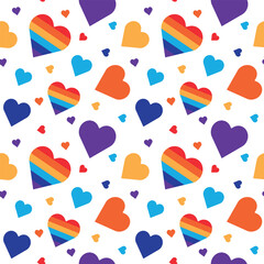 Seamless pattern with rainbow hearts