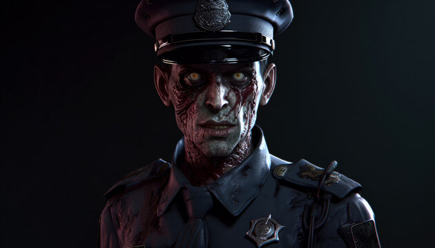 male zombie police officer . Generative AI