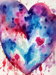 Hearts paint background. AI generated illustration