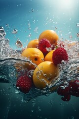 Fototapeta na wymiar clean healthy green fruit water vitamin background drop strawberry food fresh. Generative AI.