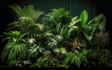 a large arrangement of tropical plants is shown