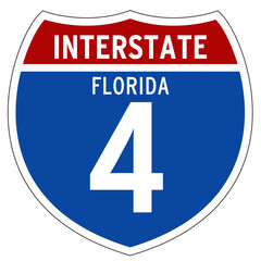 Interstate 4 Sign, I-4, Florida, Isolated Road Sign vector