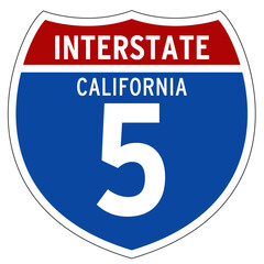Interstate 5 Sign, I-5, California, Isolated Road Sign vector