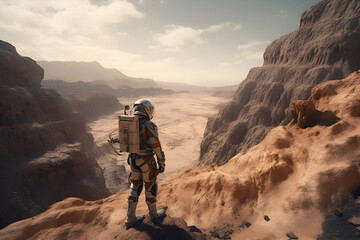 Astronaut in a spacesuit on the surface of Mars, Generative AI 5