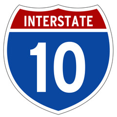 Interstate 10 Sign, I-10, Isolated Road Sign vector