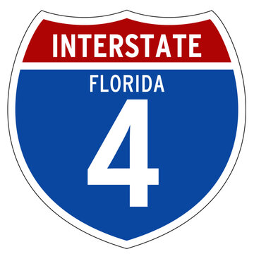 Interstate 4 Sign, I-4, Florida, Isolated Road Sign vector