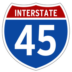 Interstate 45 Sign, I-45, Texas, Isolated Road Sign vector