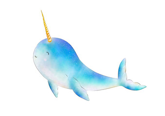 Narhwal watercolor  © Fedosja