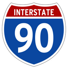Interstate 90 Sign, I-90, Isolated Road Sign vector
