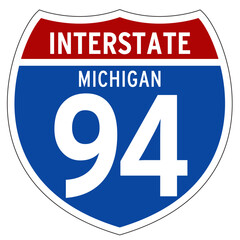 Interstate 94 Sign, I-94, Michigan, Isolated Road Sign vector
