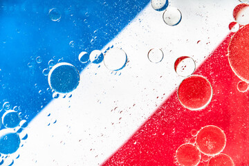 Vibrant Red White and Blue Lines and Circles - Oil & Water Photography