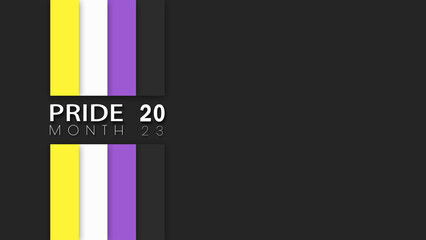 Happy Pride Month Non-binary Pride Flag Gray Background