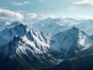 Majestic Glacier Peaks in Winter Wonderland