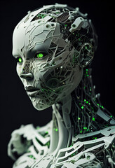 The concept and visualization of the development and appearance of artificial intelligence. Robot and android domination. Ai generative