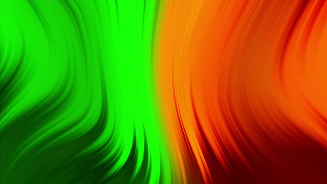 Abstract green and orange background gradient.Fire versus earth concept.green and orange modern minimal geometric animated background.elegant waves motion.slowly moving wavy shapes.
