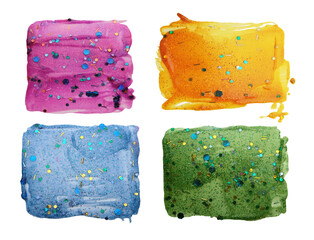 Art gel and acrylic smear blot canvas painting with glitter. Abstract color stain brushstroke...