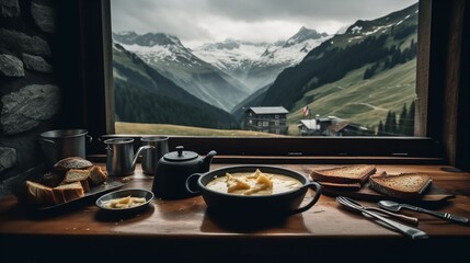 Swiss Raclette in the Heart of the Alps - obrazy, fototapety, plakaty