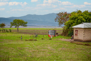 life in African village in Tanzania