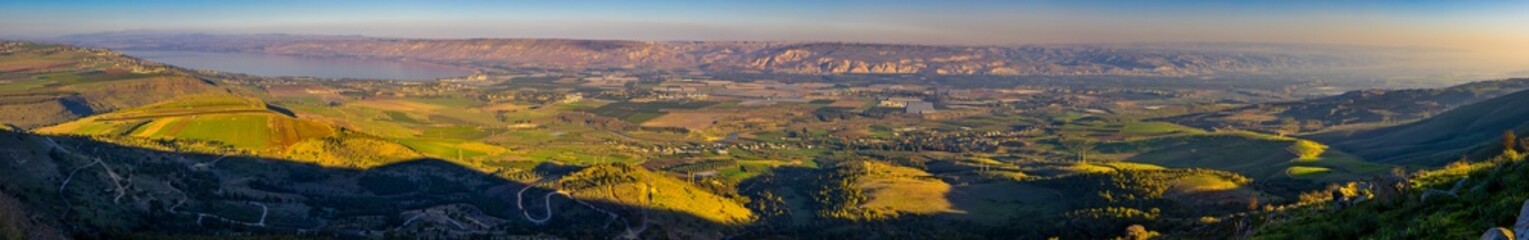 Panoramic View Of  Emek HaMaayanot Valley At Spring Time, Israel. Mount Gilboa  Lower Galilee, Beautiful nature of Israel, Holy Land
