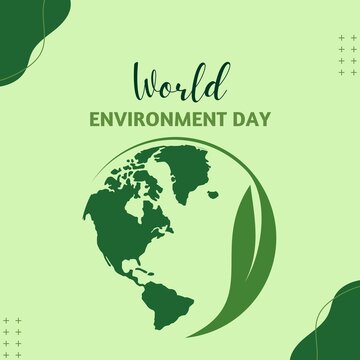 World Environment Day. Happy Environment day, 05 June. world map and leave with green background. Vector, Illustration, template.