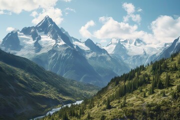 Obraz premium Lake in the Mountains | Majestic Peaks and Pristine Waters | AI Generative