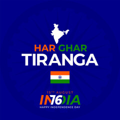 Har Ghar Tiranga 15th August Happy Independence Day Of India 76 years. vector illustration.