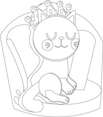 Cute Cartoon Royal Cat of it's Regal Throne