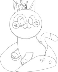 Cute Cartoon Cat in it's bed