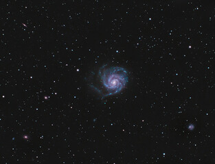 a beautiful wide field image of the Pinwheel galaxy. M101