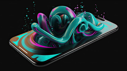 Smart Phone illustration exploding Colours