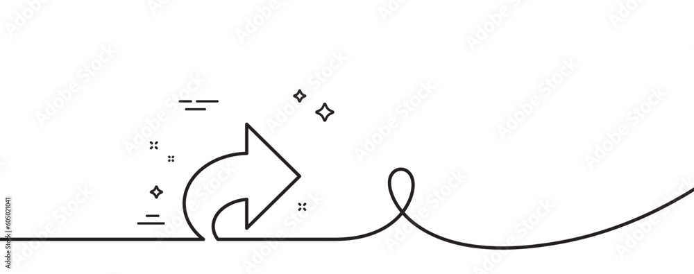 Poster share arrow line icon. continuous one line with curl. link arrowhead symbol. communication sign. sha